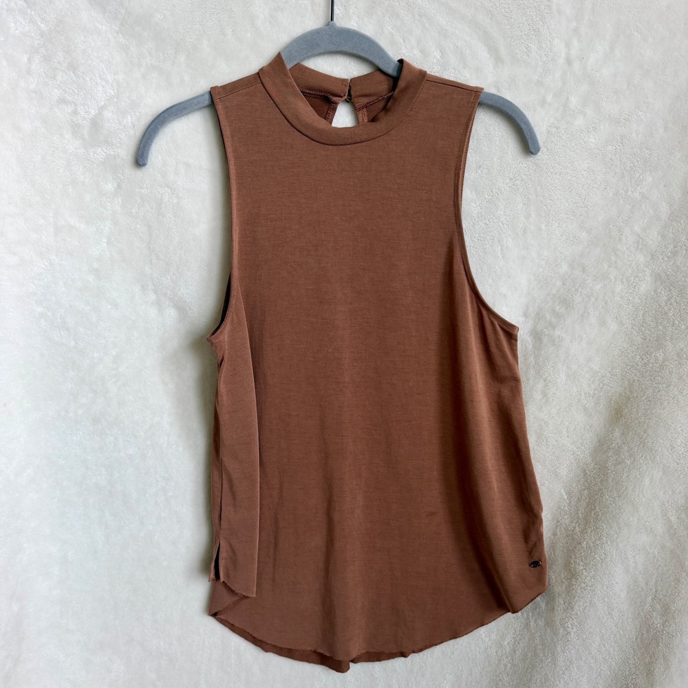 American Eagle Soft Sexy Sueded Mock Neck Keyhole Back Tank Camel Brown Size XS